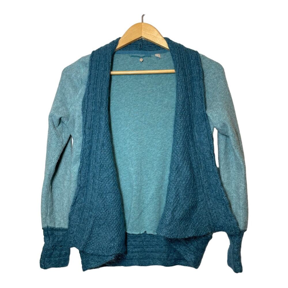 Anthropologie Knitted & Knotted Blue Teal Cardigan Wool Blend Small
